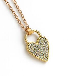 Minimalist Colorful Gems Gold Plated Heart Pendant Necklace